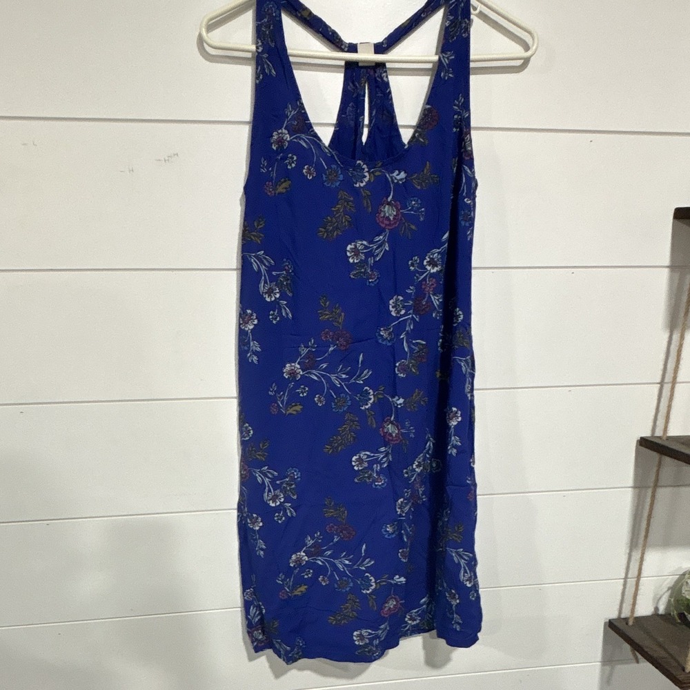 Old Navy Blue Floral Shift Dress Scoop Neck Strappy Sleeveless Knee Length M